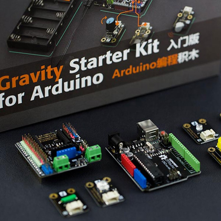 DFRobot Gravity Starter Kit UNO R3 + IO Expansion Shield + Sensors for ...