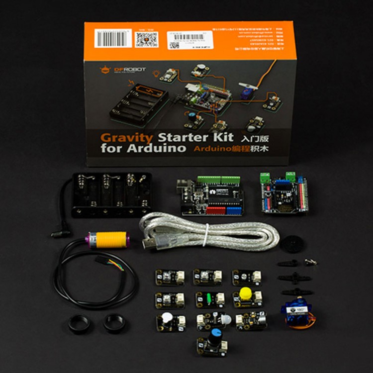 DFRobot Gravity Starter Kit UNO R3 + IO Expansion Shield + Sensors for ...