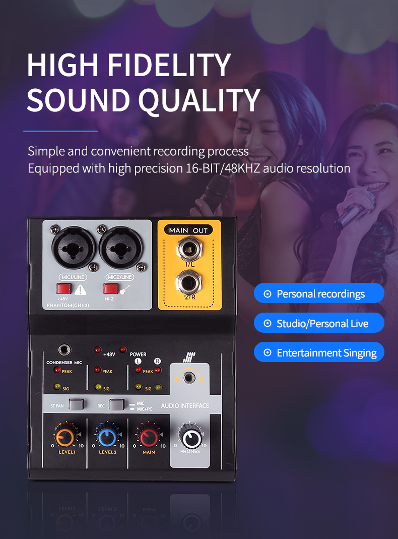 F-2A 2-Channel Recording Console Audio Mixer Mixing Console USB ...
