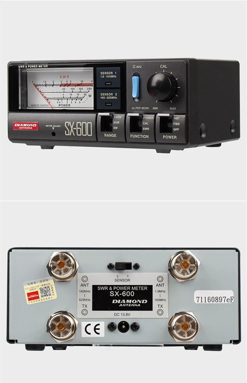 TZT SX-600 SWR Power Meter UV Dual Band Shortwave 5W 50W 200W