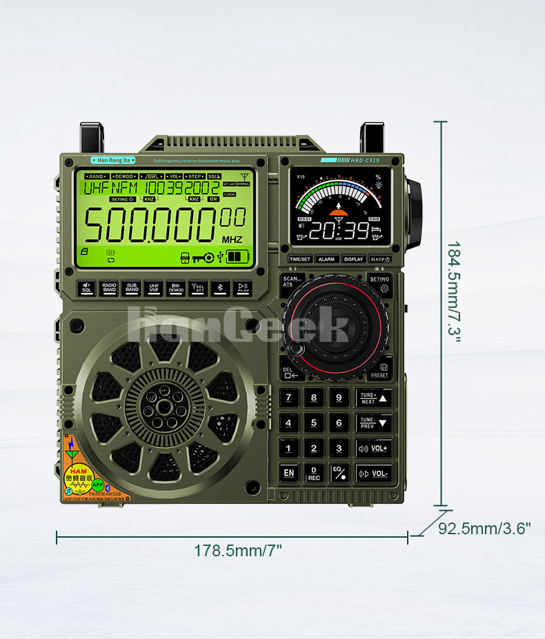 TZT HRD-C919 radio dimensions